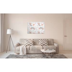 Quadro Flamingos Tropical Vibes Poliestere PVC / Legno di abete rosso - Rosa / Grigio