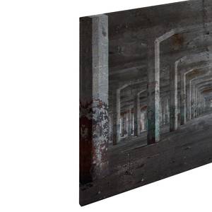 Wandbild Concrete Posts Polyester PVC / Fichtenholz - Grau