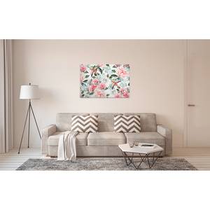 Canvas con fiori Paradise Poliestere PVC / Legno di abete rosso - Rosa / Bianco