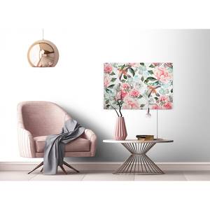 Leinwandbild Blumen Paradise Polyester PVC / Fichtenholz - Rosa / Weiß