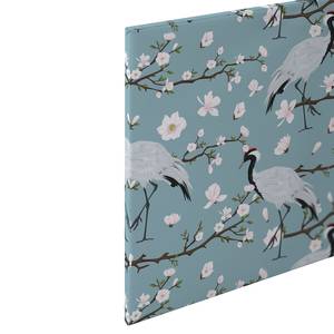 Afbeelding Japanese Cranes polyester PVC/sparrenhout - blauw/wit
