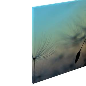 Wandbild Flying Dandelion Polyester PVC / Fichtenholz - Gelb / Blau
