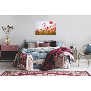 Wandbild Flower Meadow Polyester PVC / Fichtenholz - Rot / Grün