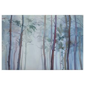 Leinwandbild Aquarelle Forest Polyester PVC / Fichtenholz - Blau / Grün