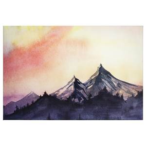Leinwandbild Berge Mountain Paint Polyester PVC / Fichtenholz - Gelb