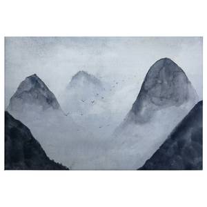 Canvas montagne nella nebbia Misty Rocks Poliestere PVC / Legno di abete rosso - Blu / Nero