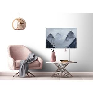 Canvas montagne nella nebbia Misty Rocks Poliestere PVC / Legno di abete rosso - Blu / Nero