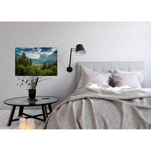 Leinwandbild Mountain Views Polyester PVC / Fichtenholz - Grün / Grau