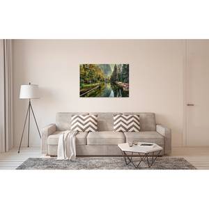 Canvas Natur Mountain River Poliestere PVC / Legno di abete rosso - Marrone / Verde