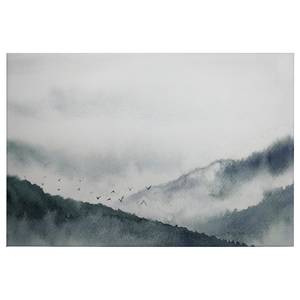 Impression sur toile Gloomy Landscape Polyester PVC / Épicéa - Bleu / Gris