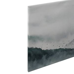 Impression sur toile Gloomy Landscape Polyester PVC / Épicéa - Bleu / Gris