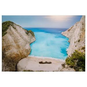 Afbeelding Strand Greek Bay polyester PVC/sparrenhout - blauw/beige