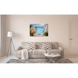 Impression sur toile Greek Bay Polyester PVC / Épicéa - Bleu / Beige