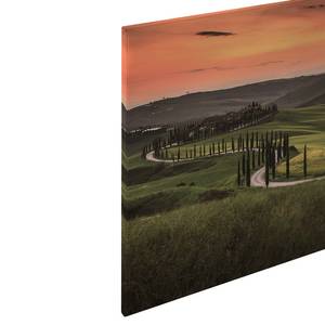 Canvas con paesaggio della Toscana Poliestere PVC / Legno di abete rosso - Verde / Arancione