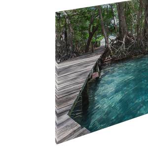 Impression sur toile Jungle Path Polyester PVC / Épicéa - Bleu / Gris