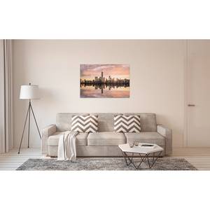 Leinwandbild Skyline NY Polyester PVC / Fichtenholz - Grau