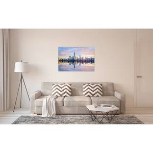 Leinwandbild Skyline NY Polyester PVC / Fichtenholz - Blau