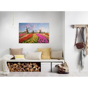 Canvas con tulipani Zaanse Schans Poliestere PVC / Legno di abete rosso - Multicolore / Giallo
