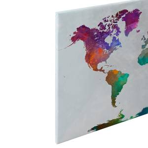 Leinwandbild Global Map Polyester PVC / Fichtenholz - Mehrfarbig / Rot