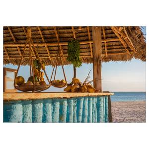 Impression sur toile Strand Beach Bar Polyester PVC / Épicéa - Bleu / Marron