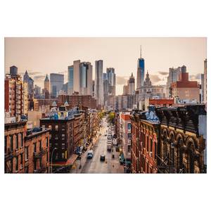 Canvas Skyline New York Views Poliestere PVC / Legno di abete rosso - Marrone / Grigio