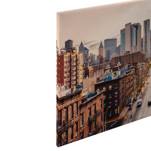 Impression sur toile Skyline New York Polyester PVC / Épicéa - Marron / Gris