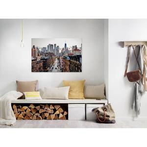 Wandbild New York Views Polyester PVC / Fichtenholz - Braun / Grau