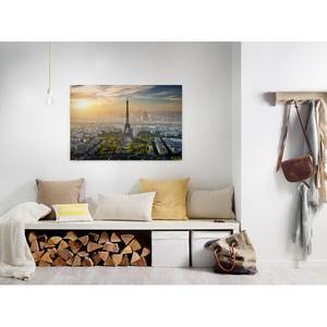 Leinwandbild Paris Eiffel Tower Polyester PVC / Fichtenholz - Grau / Grün