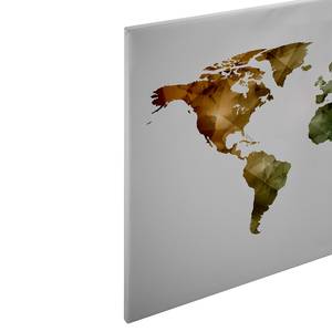 Canvas cartina del mondo World Graphic Poliestere PVC / Legno di abete rosso - Verde / Blu