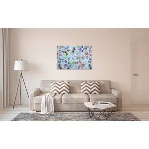 Leinwandbild Blumen Exotic Mosaic Polyester PVC / Fichtenholz - Blau