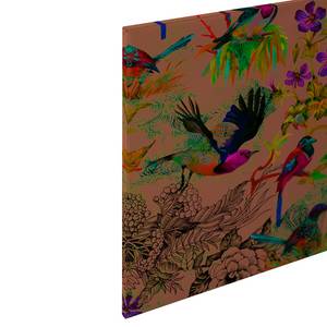 Canvas con uccelli Funky Birds Poliestere PVC / Legno di abete rosso - Arancione / Verde