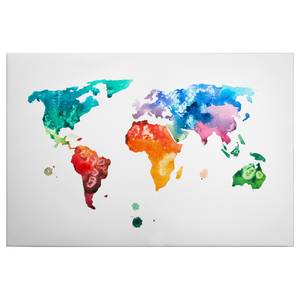 Impression sur toile Colourful World Polyester PVC / Épicéa - Multicolore / Bleu