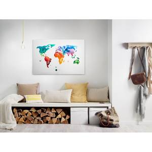 Canvas Colourful World Poliestere PVC / Legno di abete rosso - Multicolore / Blu