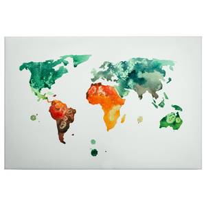 Canvas cartina del mondo Colourful World Poliestere PVC / Legno di abete rosso - Multicolore / Verde