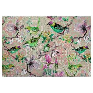 Afbeelding Mosaic Birds polyester PVC/sparrenhout - roze/groen