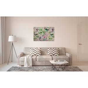 Quadro Mosaic Birds Poliestere PVC / Legno di abete rosso - Rosa / Verde