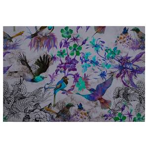 Leinwandbild Funky Birds Polyester PVC / Fichtenholz - Lila / Grau