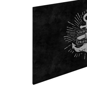 Leinwandbild Anker Blackboard Polyester PVC / Fichtenholz - Schwarz / Weiß