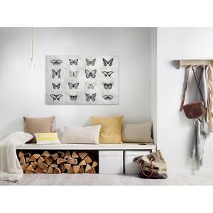 Afbeelding Vlinders polyester PVC/sparrenhout - grijs/zwart
