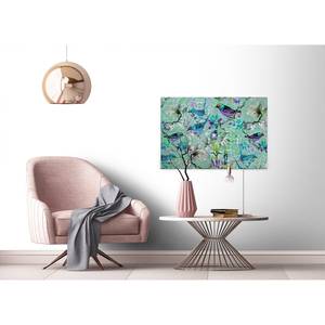 Canvas con uccelli Mosaic Birds Poliestere PVC / Legno di abete rosso - Blu