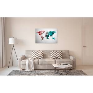 Leinwandbild World Graphic Polyester PVC / Fichtenholz - Blau / Rot