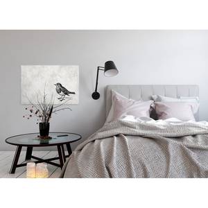 Leinwandbild Vogel Sketchpad Tier Polyester PVC / Fichtenholz - Grau / Schwarz