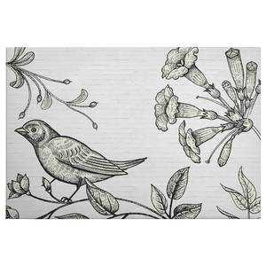 Wandbild Birdy Polyester PVC / Fichtenholz - Schwarz / Weiß