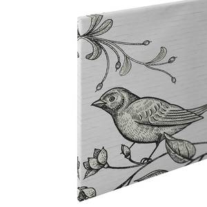 Wandbild Birdy Polyester PVC / Fichtenholz - Schwarz / Weiß