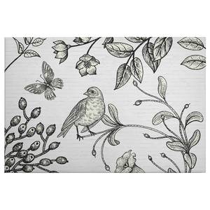 Leinwandbild Vogel Birdy Natur Polyester PVC / Fichtenholz - Schwarz / Weiß