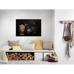 Canvas Lion Wildlife Poliestere PVC / Legno di abete rosso - Nero / Beige