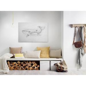 Leinwandbild Wal Titan Polyester PVC / Fichtenholz - Weiß / Grau