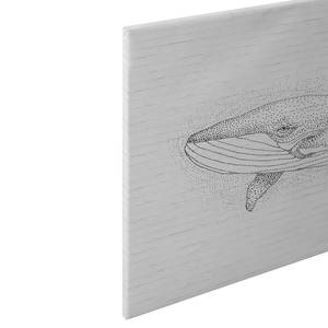 Leinwandbild Wal Titan Polyester PVC / Fichtenholz - Weiß / Grau