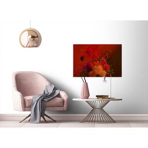 Leinwandbild Bouquet Polyester PVC / Fichtenholz - Rot