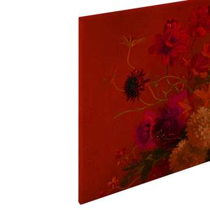 Leinwandbild Bouquet Polyester PVC / Fichtenholz - Rot